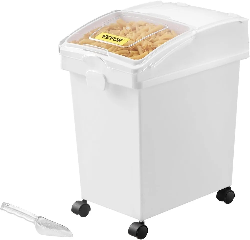 5.2 Gallon Ingredient Storage Bin with Wheels, Sliding Lid & Scoop, 3-Piece Set for Kitchen Organization