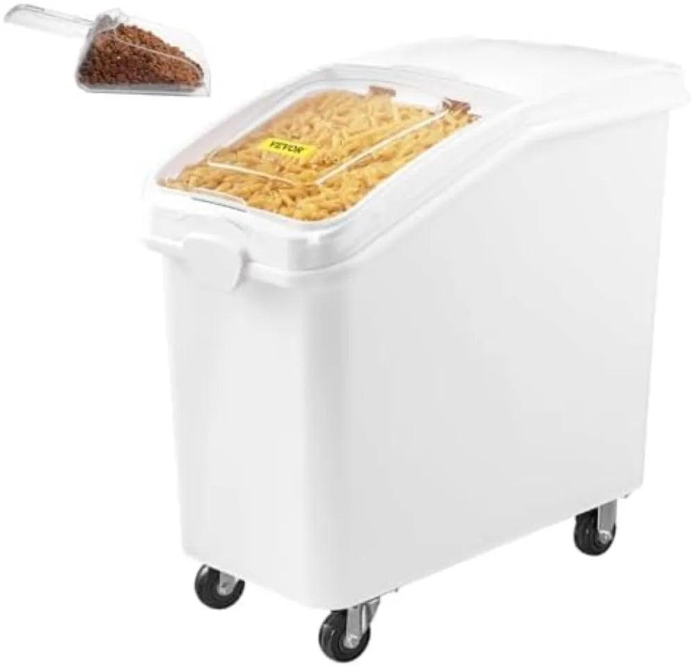 5.2 Gallon Ingredient Storage Bin with Wheels, Sliding Lid & Scoop, 3-Piece Set for Kitchen Organization