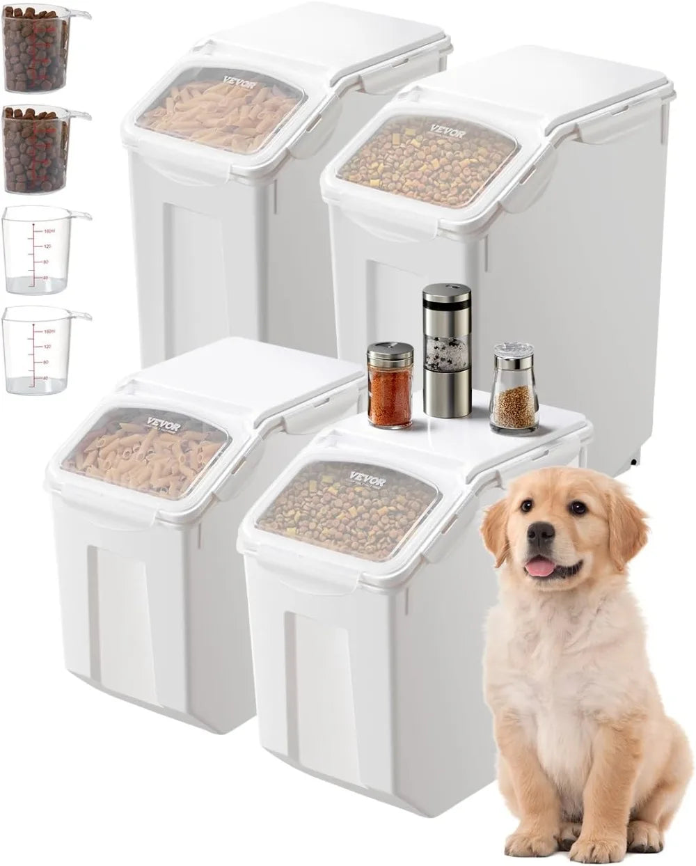 5.2 Gallon Ingredient Storage Bin with Wheels, Sliding Lid & Scoop, 3-Piece Set for Kitchen Organization