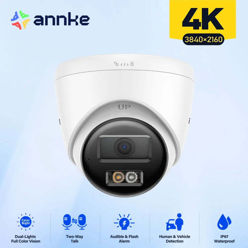 ANNKE Smart Security Camera 8MP PoE Outdoor Infrared Night Vision IP Cam Person/Vehicle Detection 4K Poe Surveillance Camera