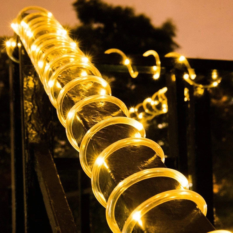 Solar Rope Lights Solar LED Light Path Deck Outdoor Garden Solar String Lights Waterproof Outdoor Lighting Strips 8 Light Modes