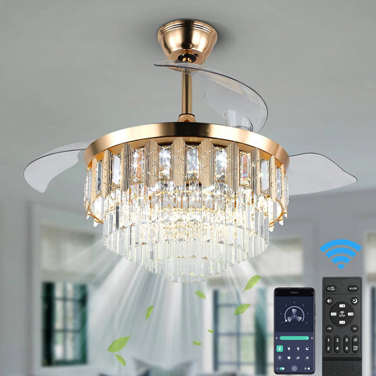 Modern Ceiling Fan With Led Light  Smart APP Remote Contro Reversible BLDC Intelligent Fandelier Lamp Indoor Fixture