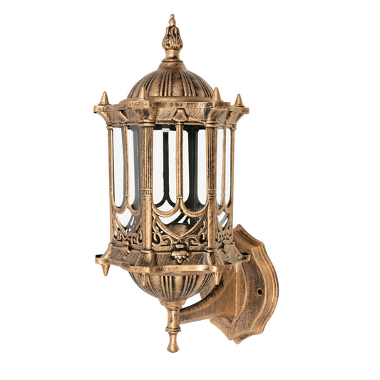 Outdoor Wall Light Fixtures Brass Exterior Wall Lantern Waterproof Sconce Porch Garden Lights E27 Wall Mount for Entryways Yards