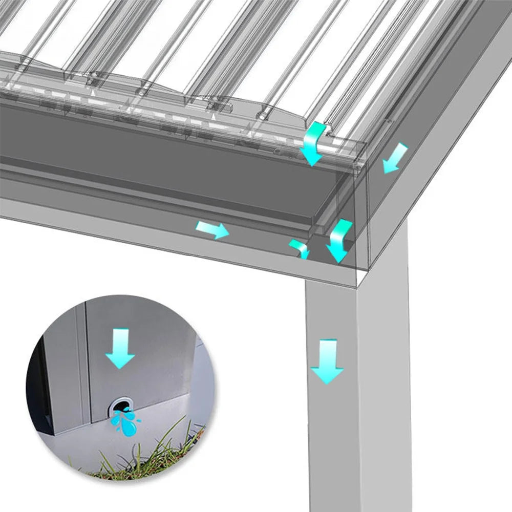 Customized Waterproof Sunshade Glass Sliding Outdoor Pergola Aluminum Motorized Louvered Pergola with Motorized Roof