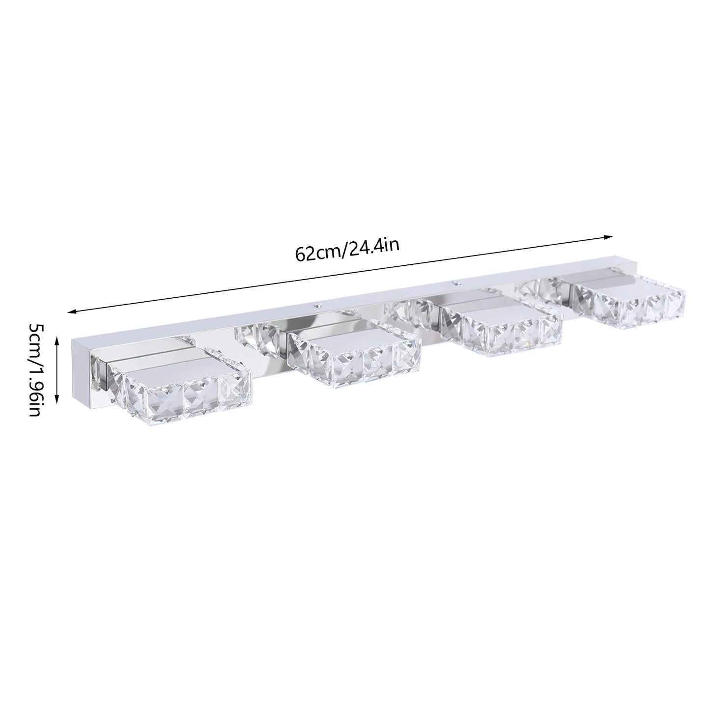 4-Head Crystal Mirror Light Modern Bathroom over Makeup Light Long over Waterproof Wall Lamp LED Wall Fixtures Sconce