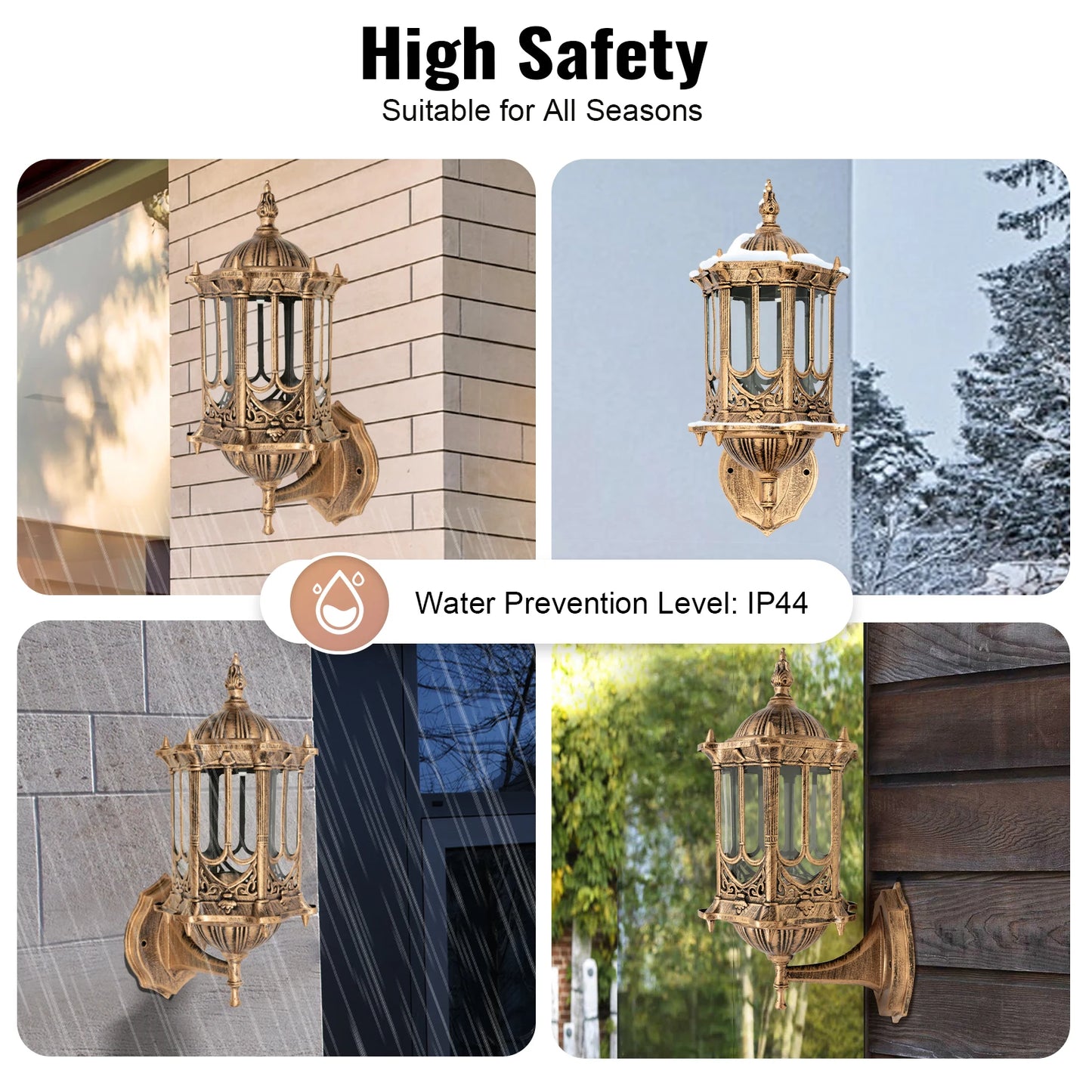 Outdoor Wall Light Fixtures Brass Exterior Wall Lantern Waterproof Sconce Porch Garden Lights E27 Wall Mount for Entryways Yards