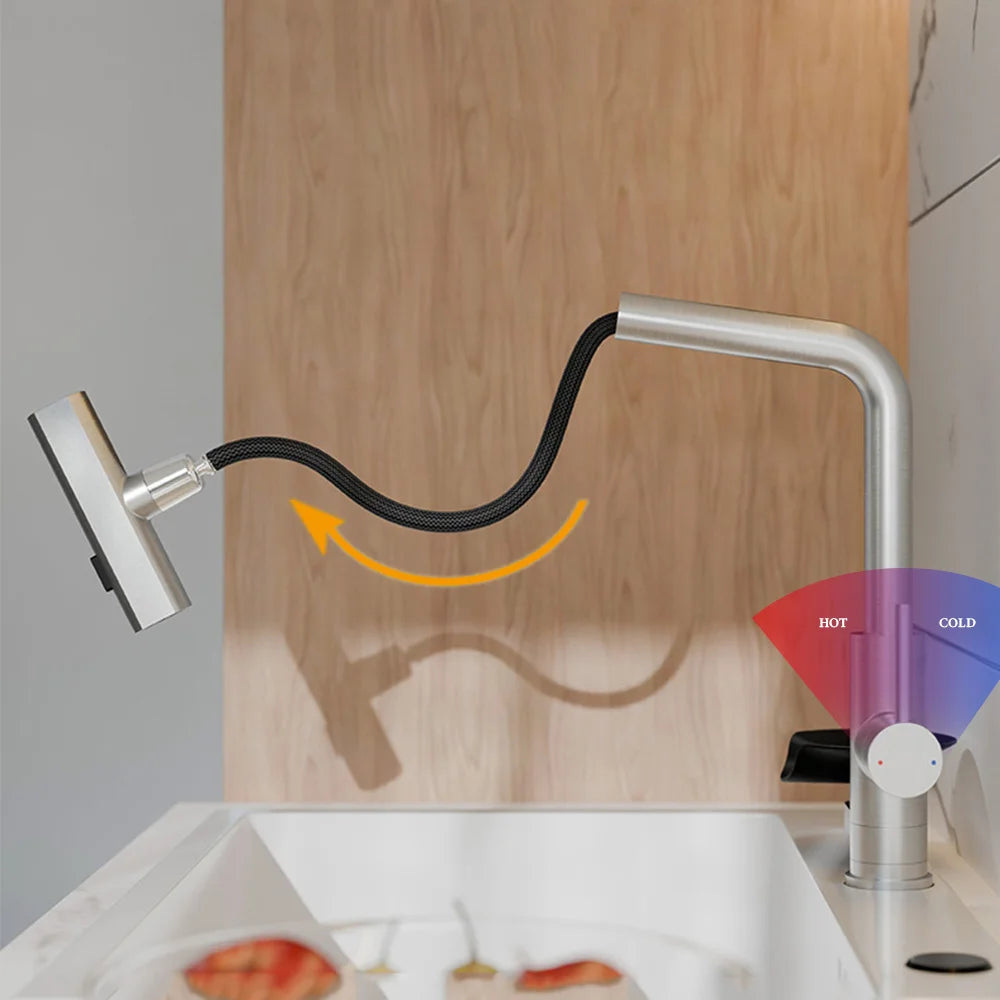 Multi Function Kitchen Faucet Flying Rain Stream Nozzle Waterfall Kitchen Sink Faucets Deck Mounted Cup Washer Kitchen Mixer Tap