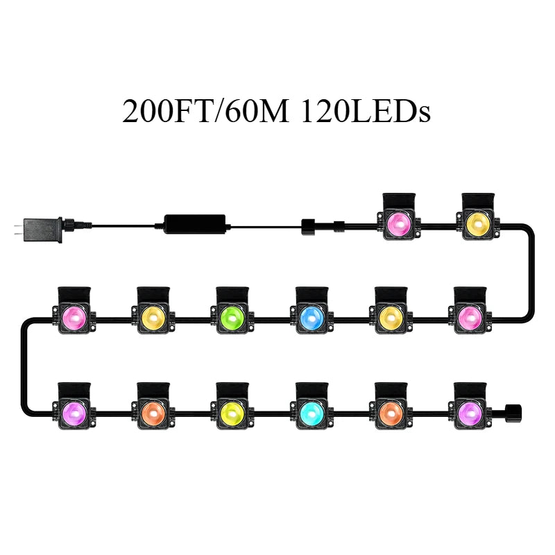 Smart LED outdoor lights APP controls outdoor garden lights RGB gradient with remote control LED landscape lights suitable