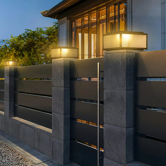 Solar Pillar Lights Outdoor, 30cm Metal&Glass Solar Post Cap Lights, Outdoor Post Lights Solar Powered Ip67 Waterproof