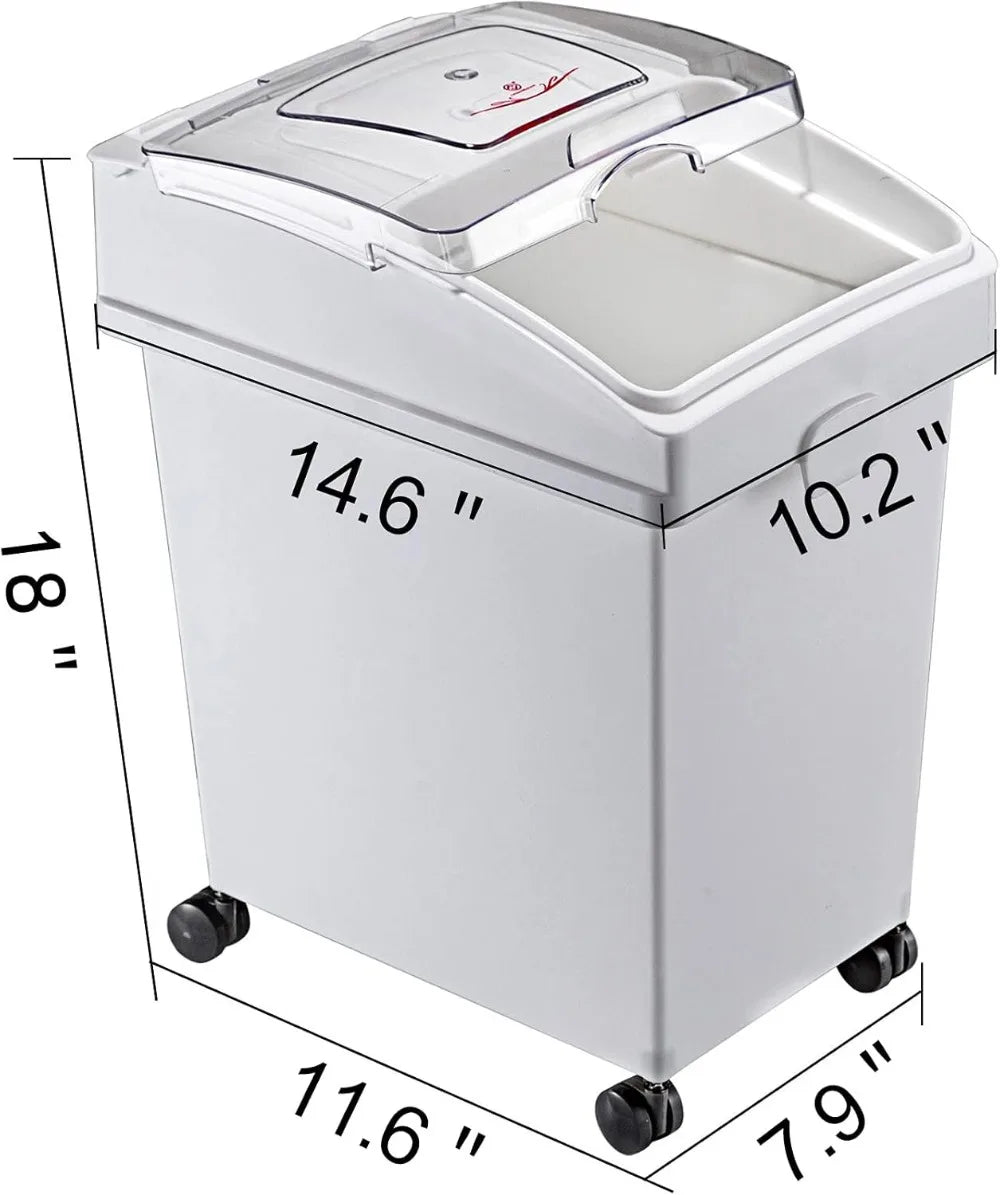 5.2 Gallon Ingredient Storage Bin with Wheels, Sliding Lid & Scoop, 3-Piece Set for Kitchen Organization