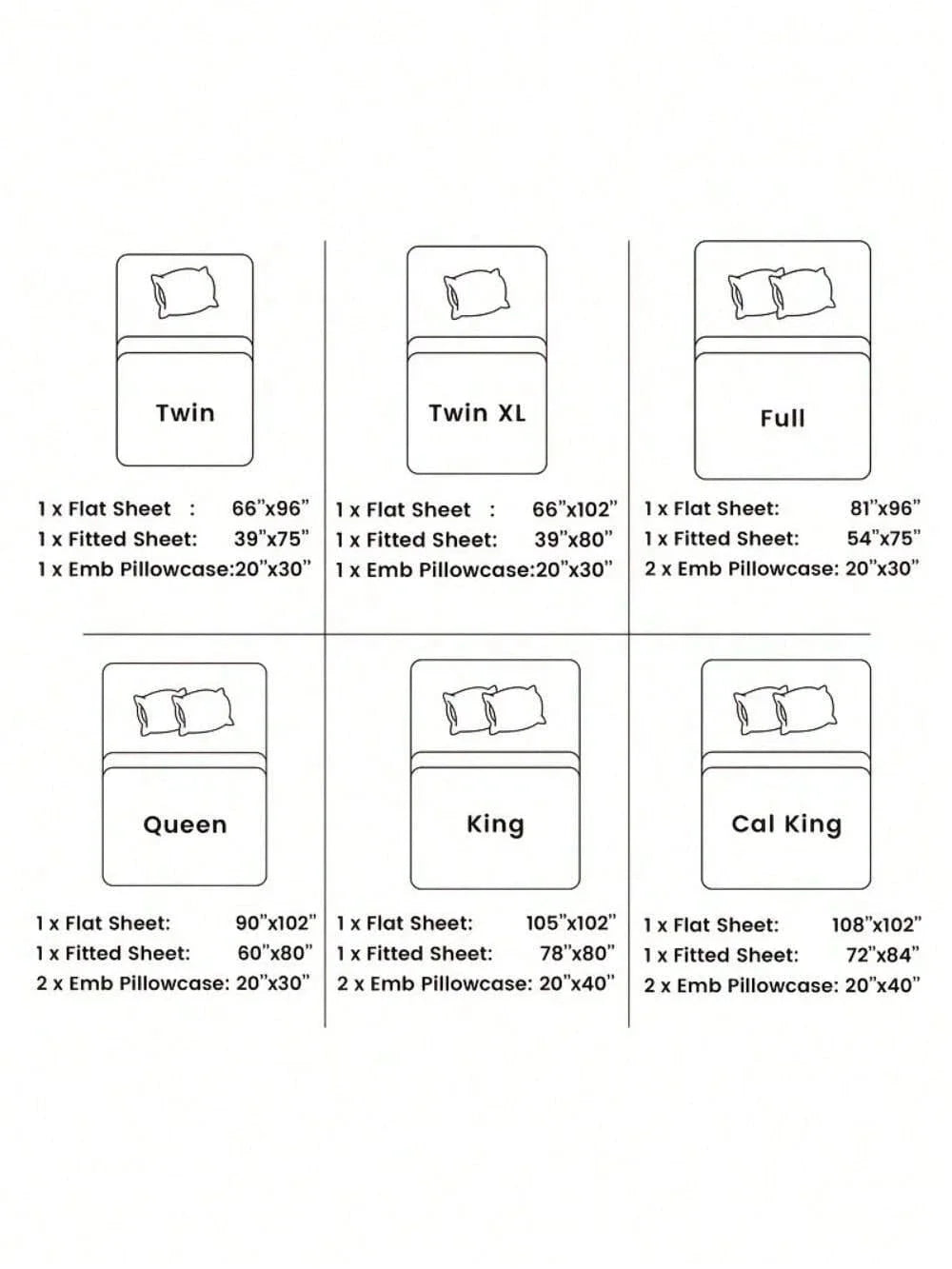4PCS Cooling Luxury Hotel Bedding Set 15 Deep Pocket Shrink Fade Resistant Embroidered Pillowcases