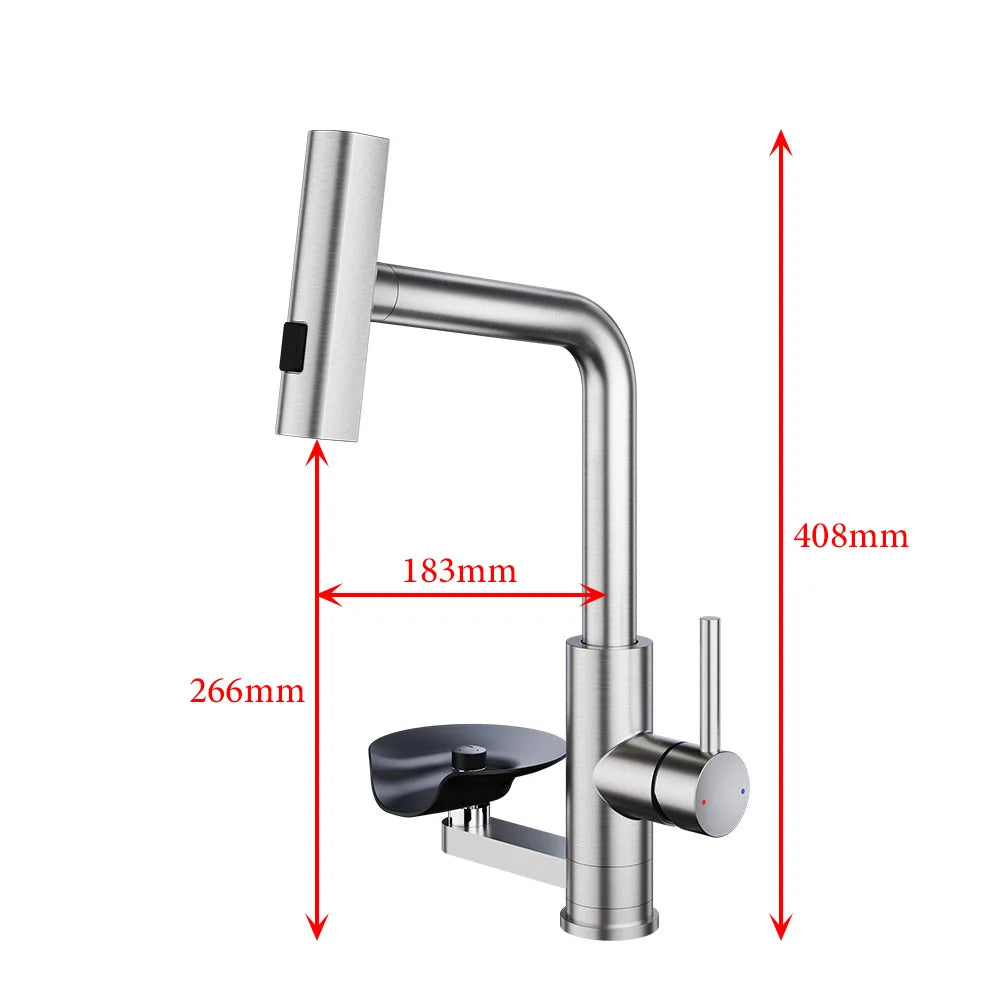 Multi Function Kitchen Faucet Flying Rain Stream Nozzle Waterfall Kitchen Sink Faucets Deck Mounted Cup Washer Kitchen Mixer Tap