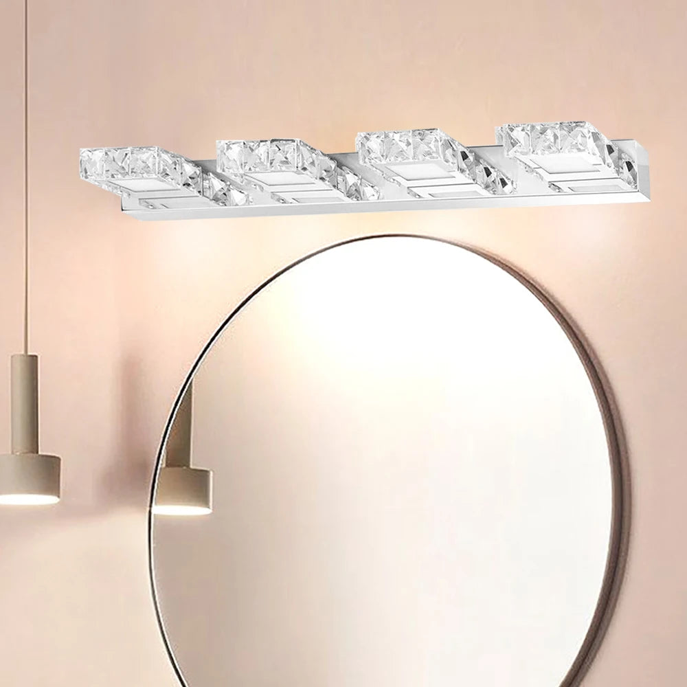 4-Head Crystal Mirror Light Modern Bathroom over Makeup Light Long over Waterproof Wall Lamp LED Wall Fixtures Sconce