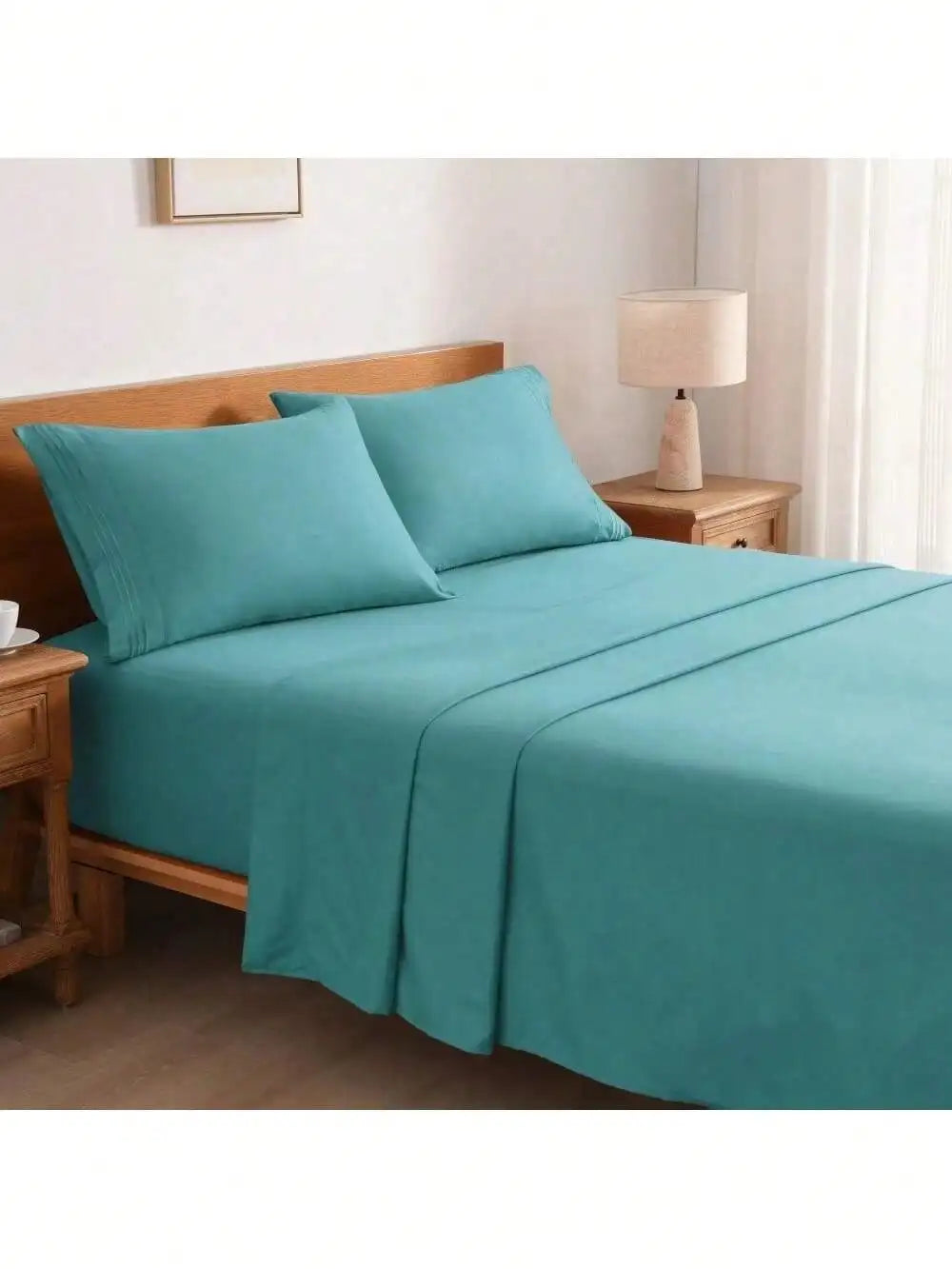 4PCS Cooling Luxury Hotel Bedding Set 15 Deep Pocket Shrink Fade Resistant Embroidered Pillowcases
