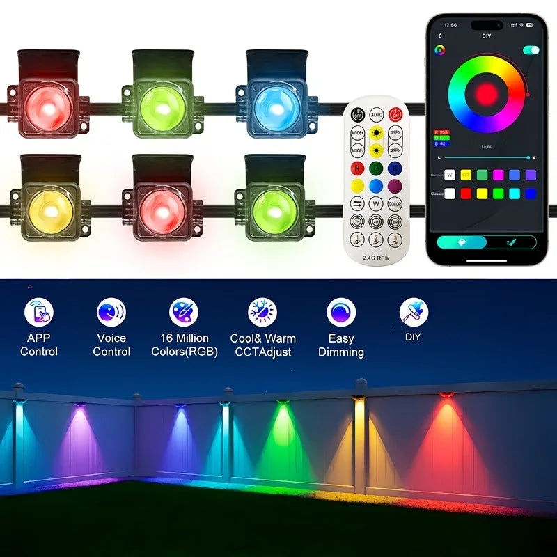 Smart LED outdoor lights APP controls outdoor garden lights RGB gradient with remote control LED landscape lights suitable
