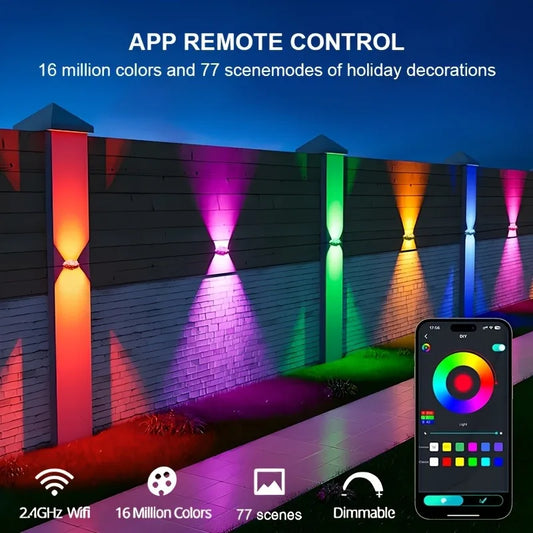 Smart LED outdoor lights APP controls outdoor garden lights RGB gradient with remote control LED landscape lights suitable